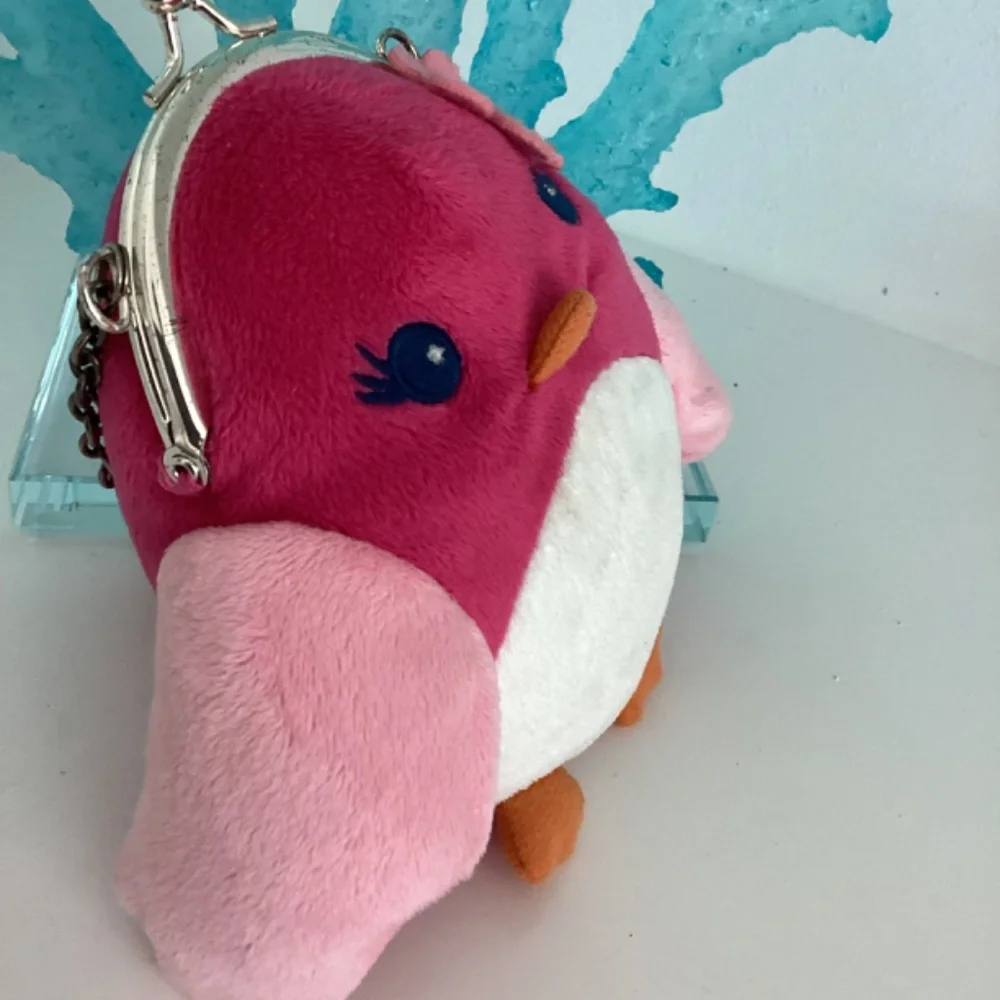 Vint. Gymboree Bird Flower Plush Handbag Animal Change Purse 6”Pink Chain strap